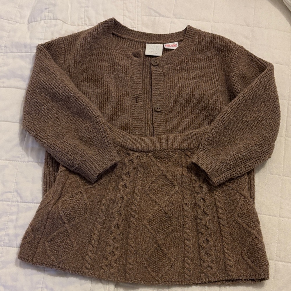 Zara Kids Brown Cardigan Set